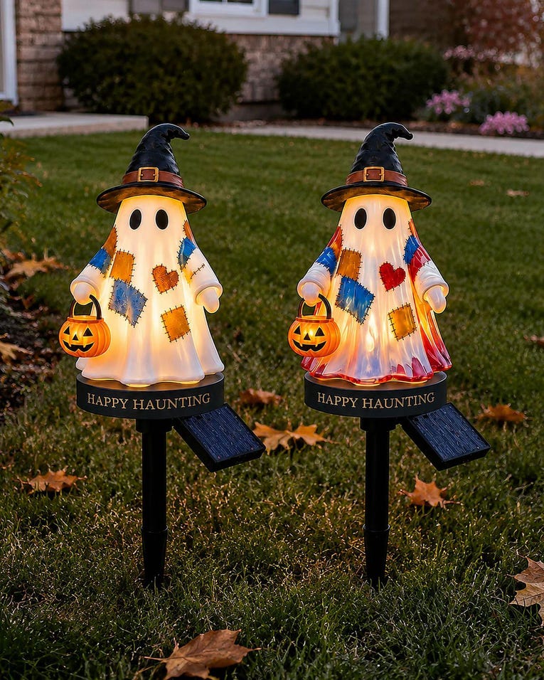 Ghost Family Umbrella Birdbath Light