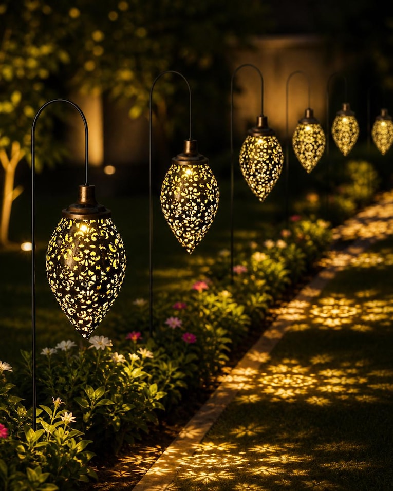 Cutout Metal Tear Drop Lanterns