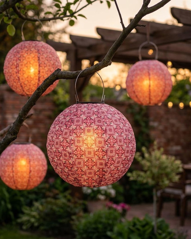 Patterned Fabric Sphere Lanterns