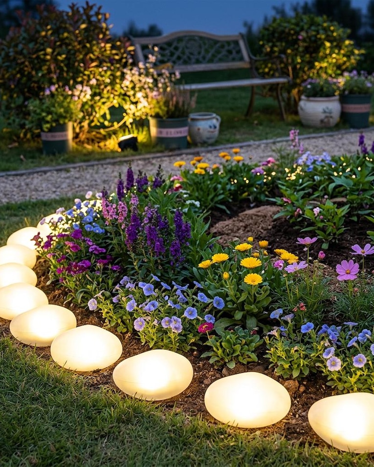 Glowing Garden Pebble Borders