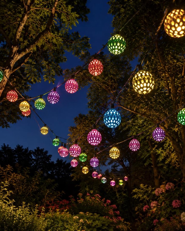 Multicolored Mesh Globe String Lights