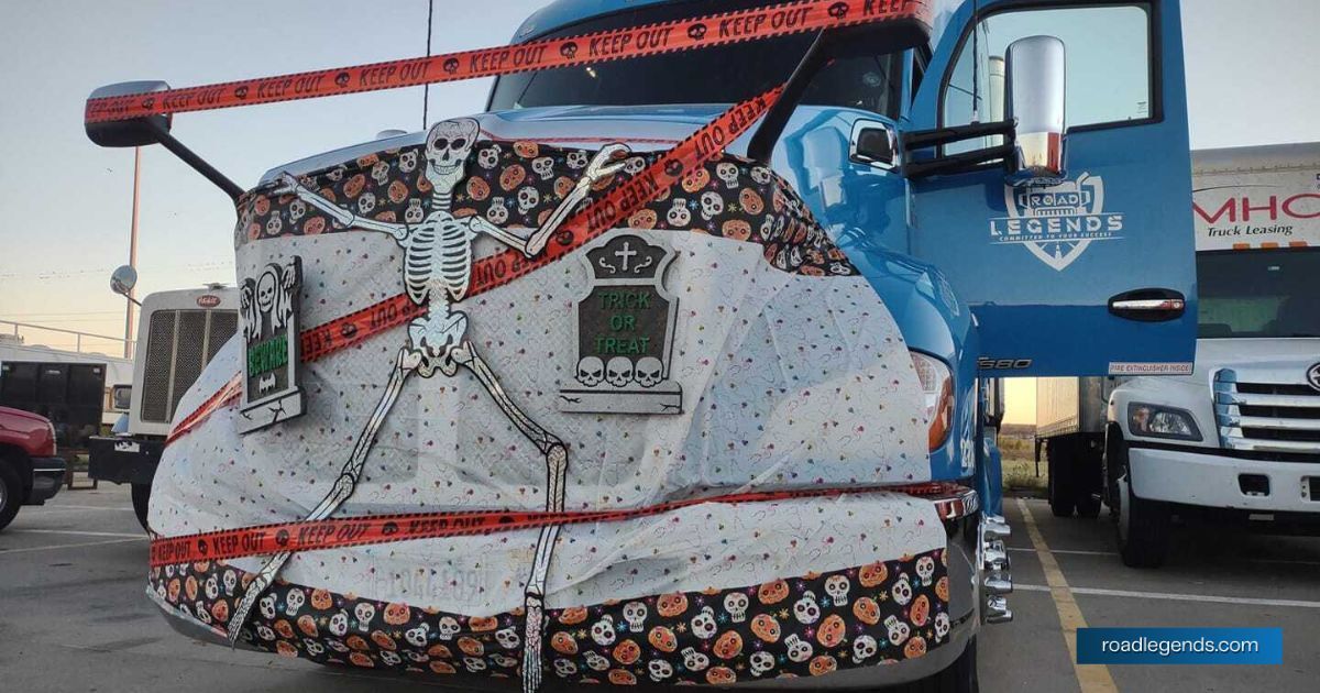 Skeleton Semi Truck Front Decor