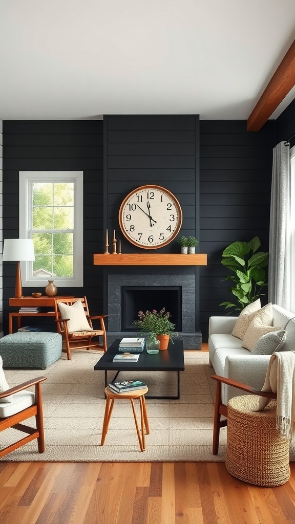 28 Stunning Black Shiplap Wall Living Room Ideas