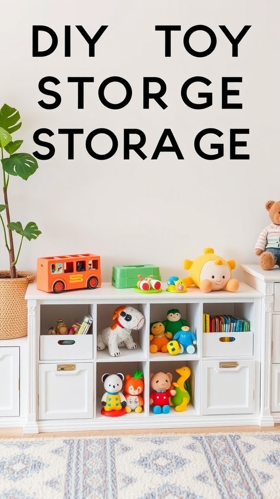 Bright and organized DIY toy storage solution in a living room