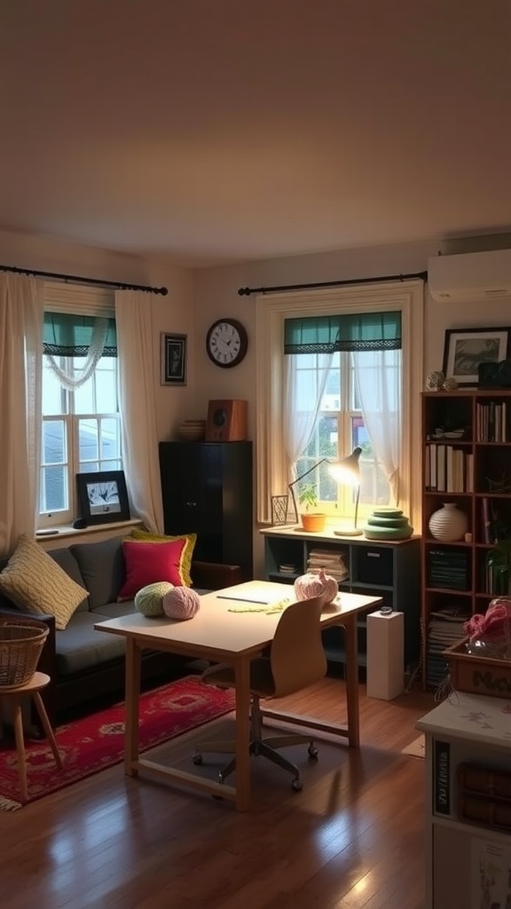 Cozy living room with task lighting for hobbies