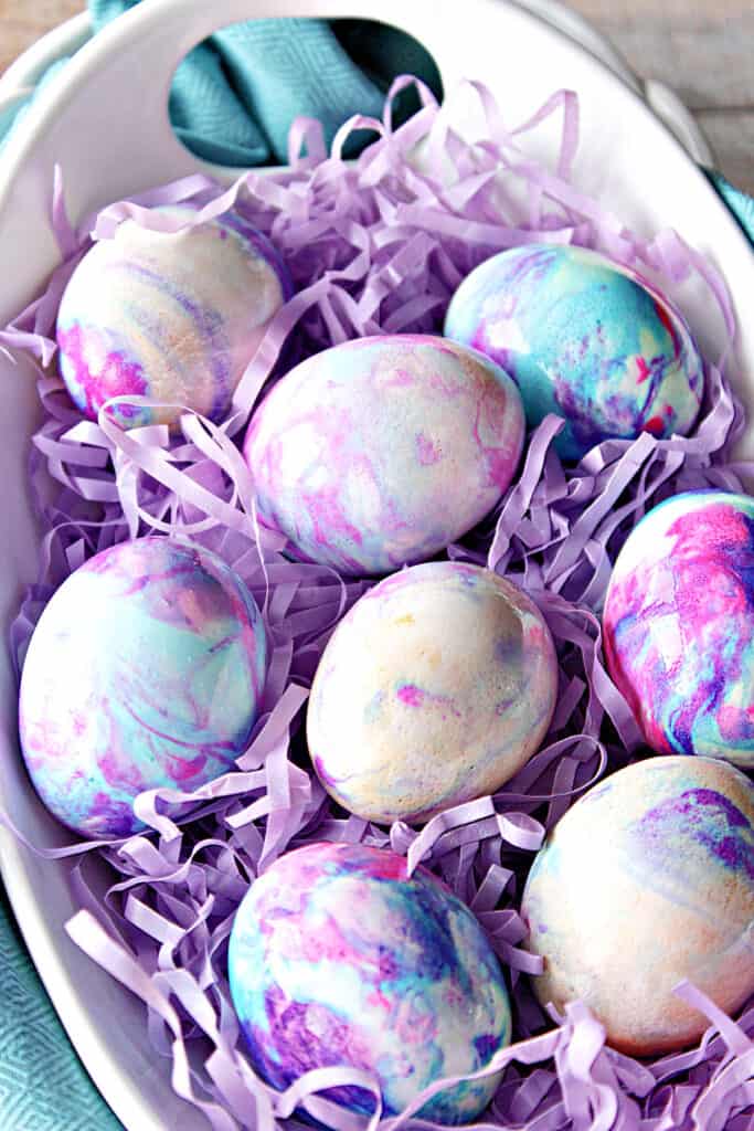 Tie Dye Easter Eggs using Mayonnaise