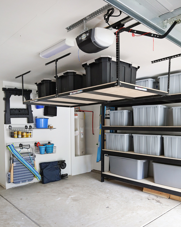 DIY Garage Ceiling Storage, DIY wood garage storage shelves, and wall storage for garage organization ideas