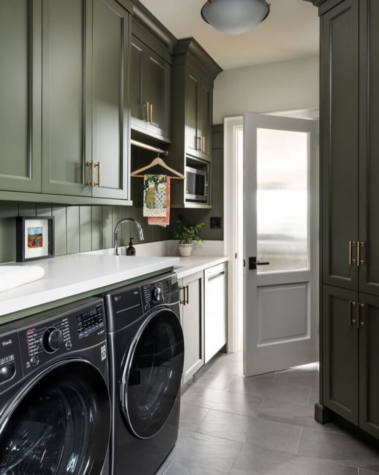15 Olive Green Laundry Room Ideas