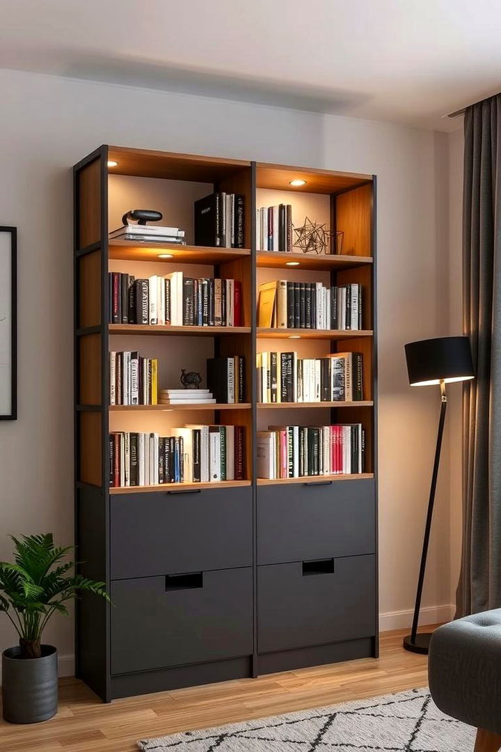 23+ Bookshelf lighting Ideas